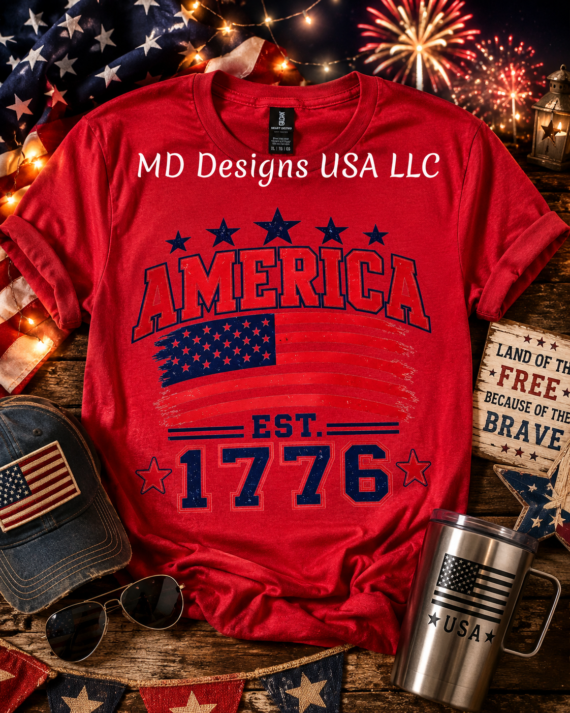 America Est. 1776 Red Short Sleeve T-Shirt