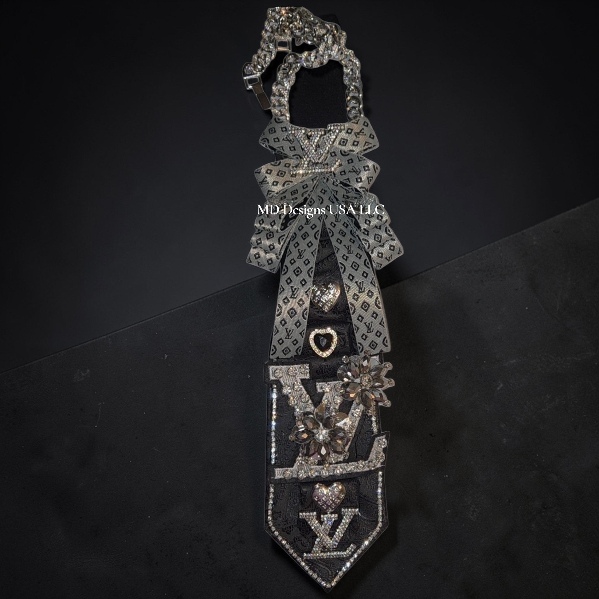 Black Luxe Designer-Inspired Bling Tie