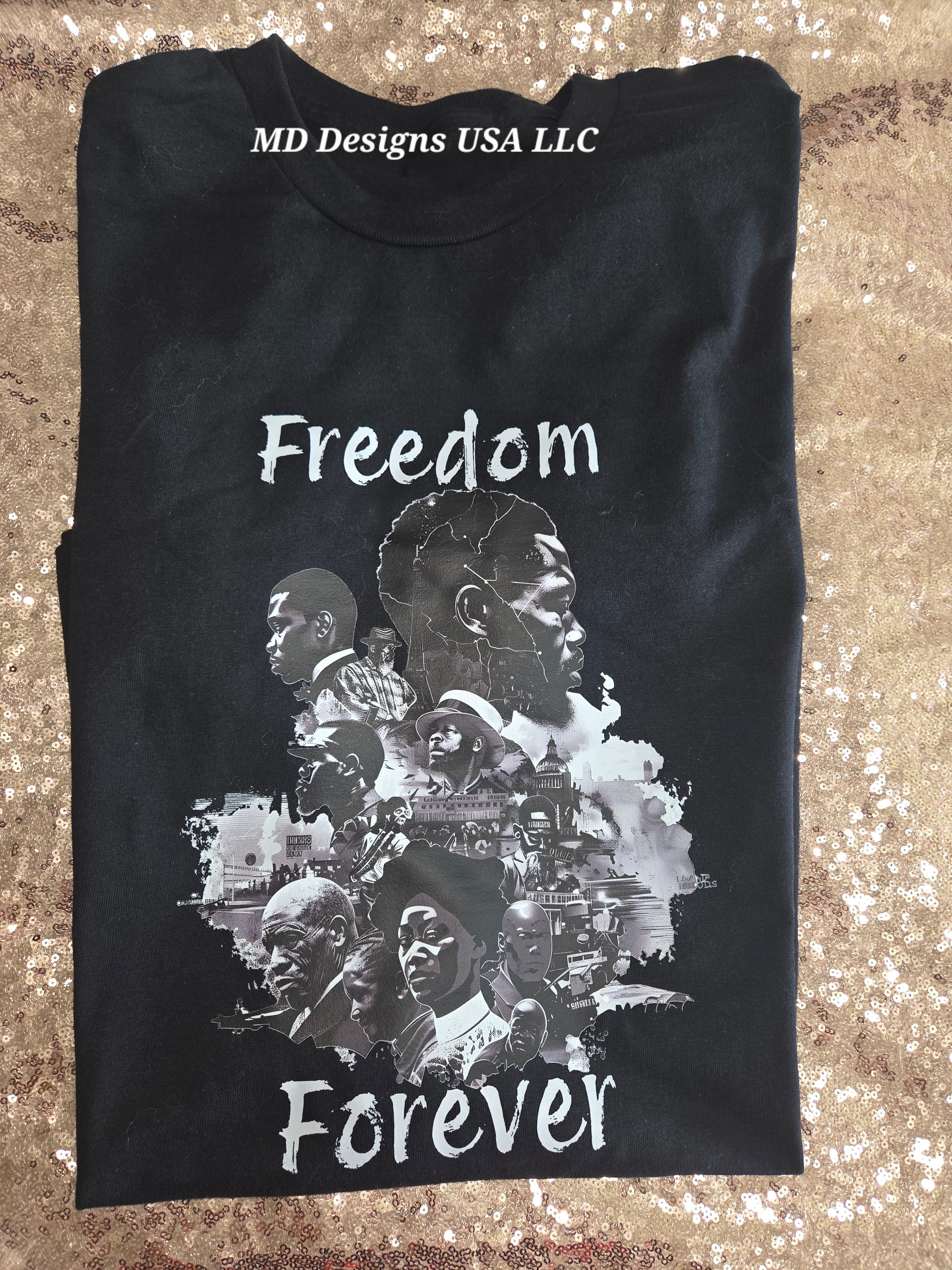 Black Crewneck Freedom Forever T -Shirt
