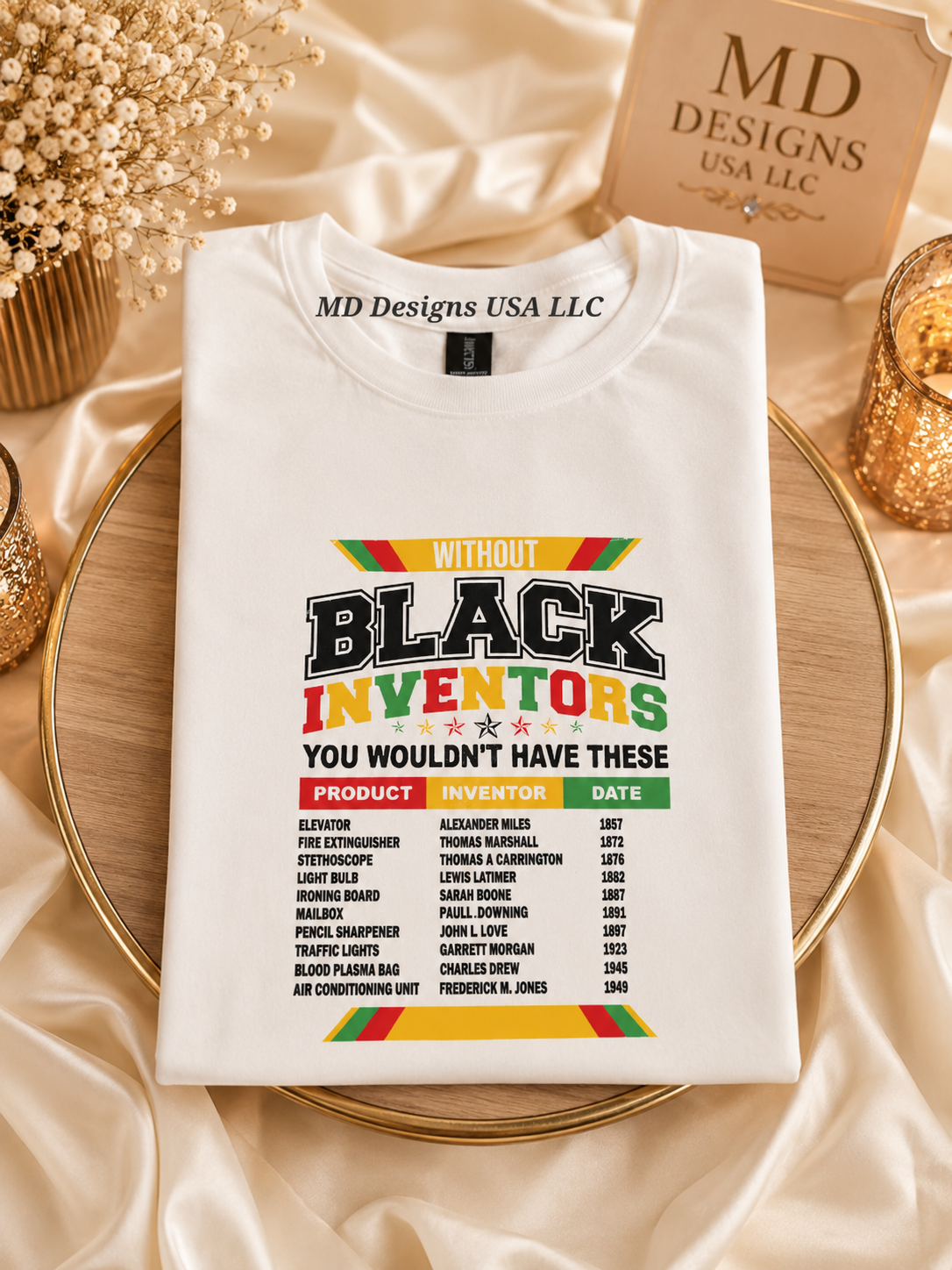 White Crewneck Black Inventors T-Shirt
