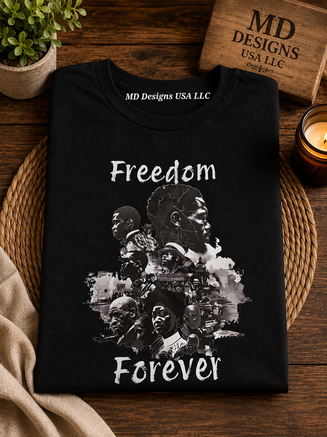Black Crewneck Freedom Forever T -Shirt