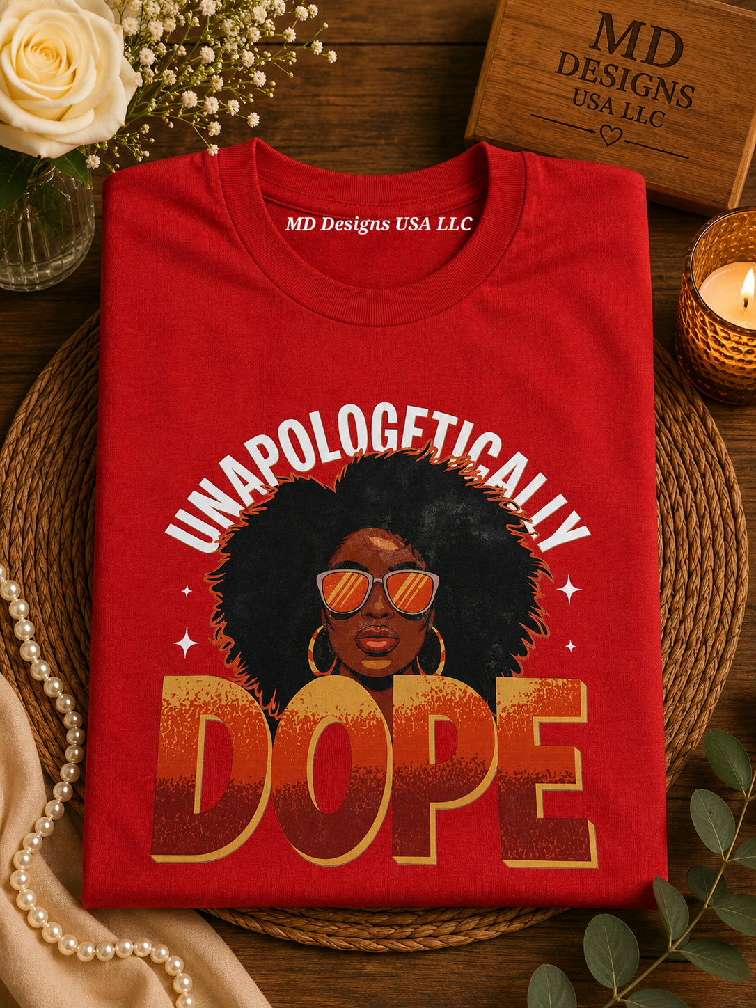 Red Crewneck Unapologetically Dope T-Shirt