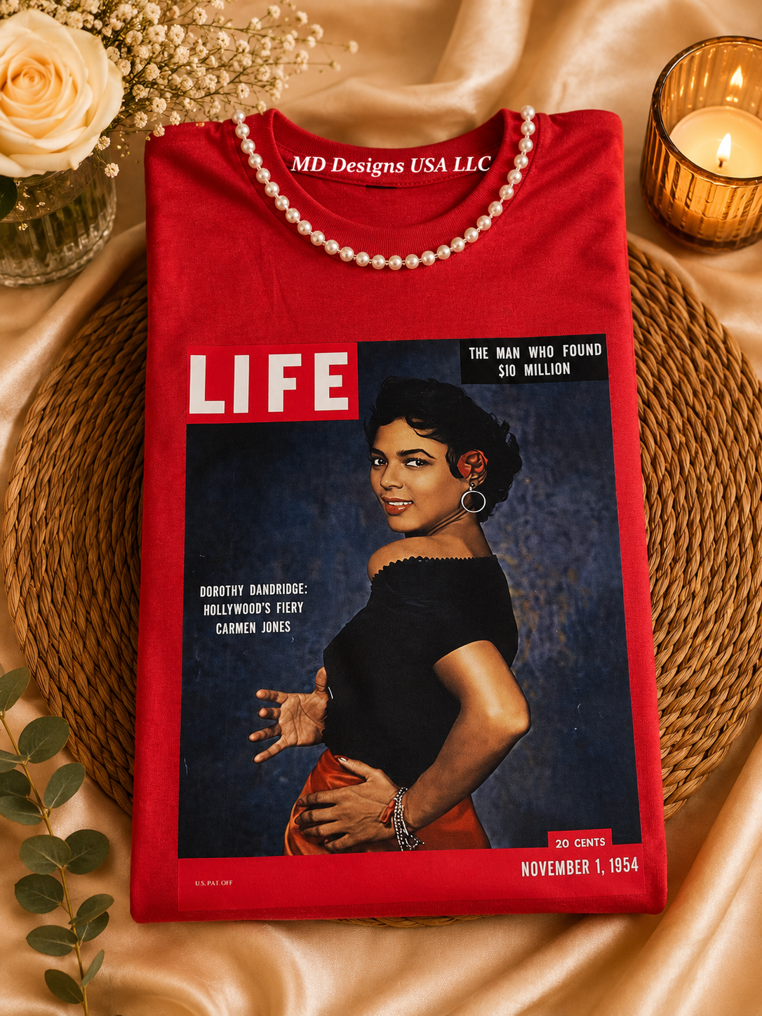 Red Pearl Crewneck LIFE Photo Dorothy Dandridge T-Shirt
