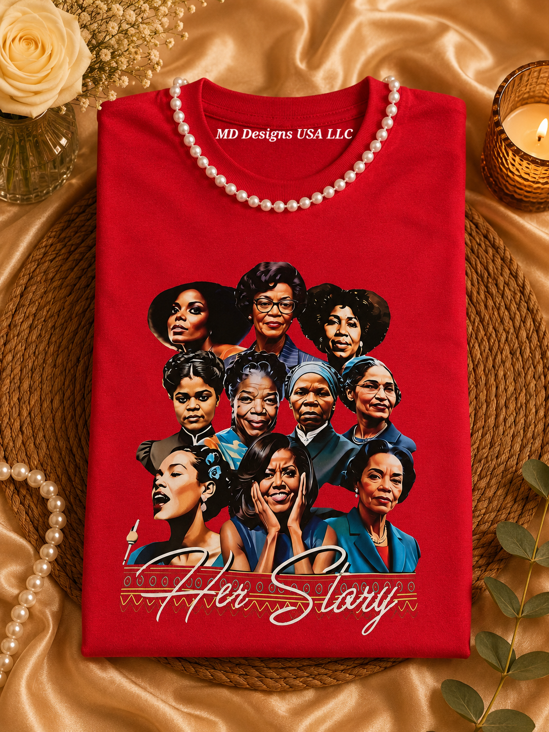 Red Pearl Crewneck Her Story T-Shirt