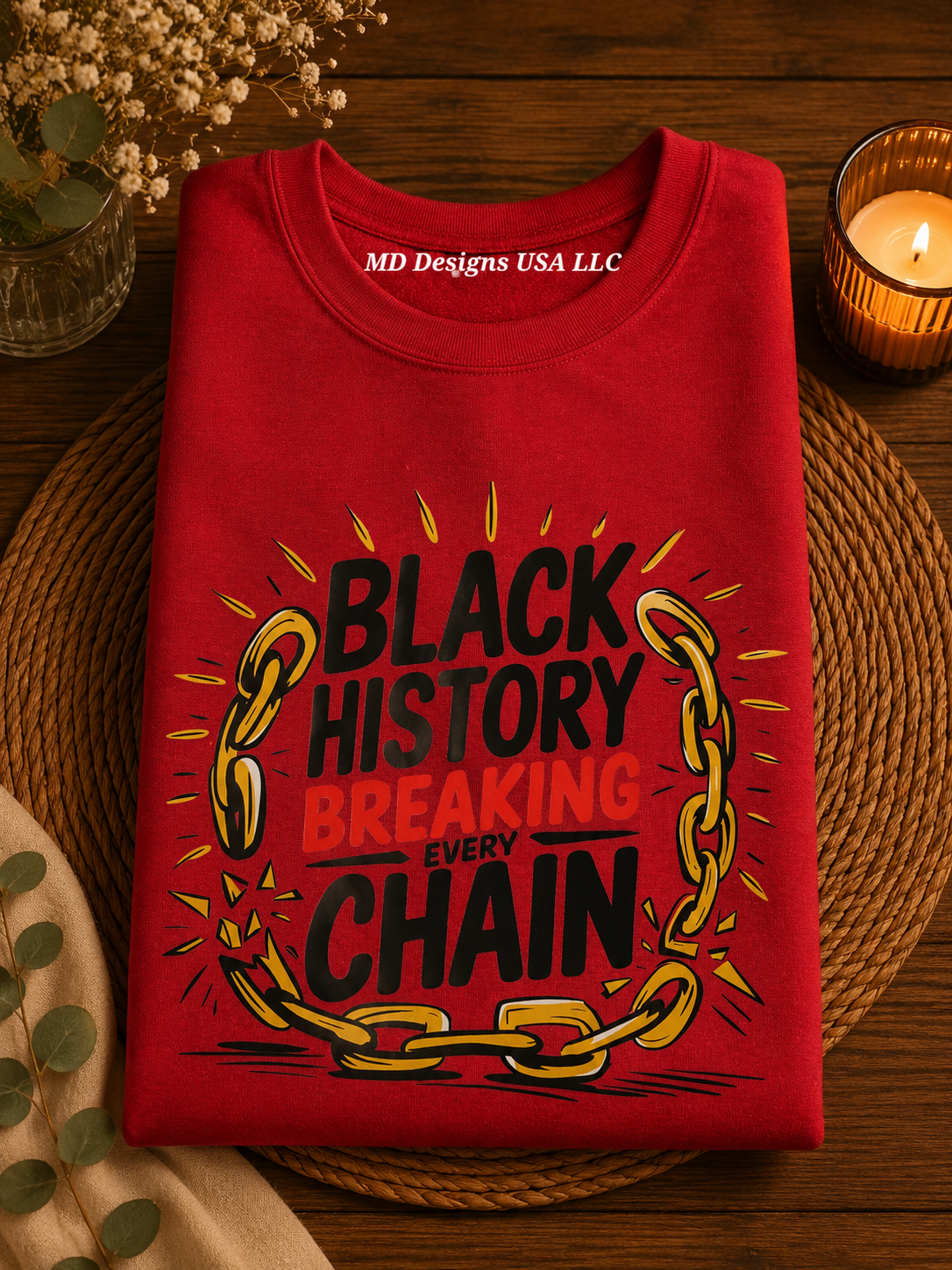 Red Crewneck Breaking the Chains T-Shirt