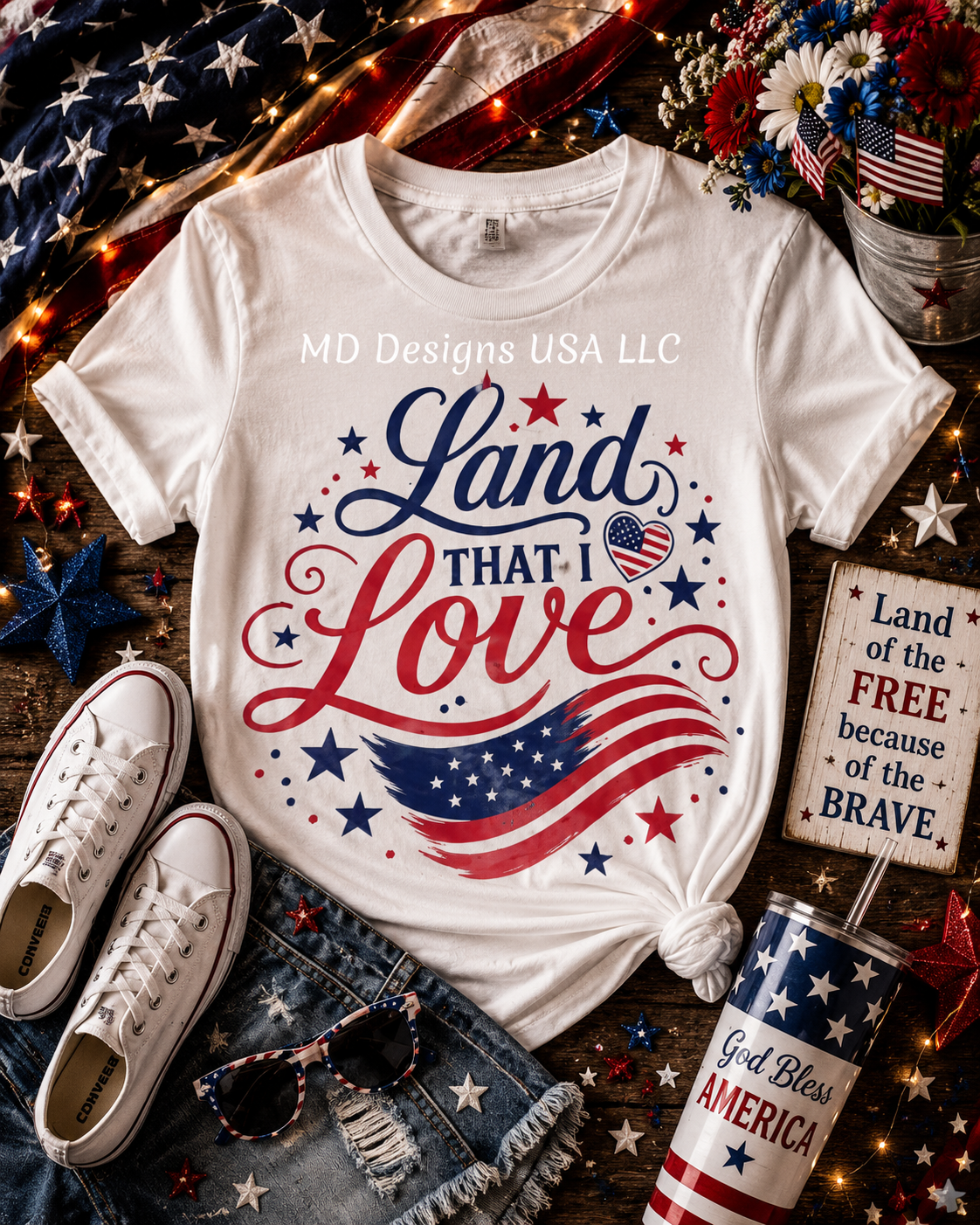 Land That I Love White Short Sleeve T-Shirt