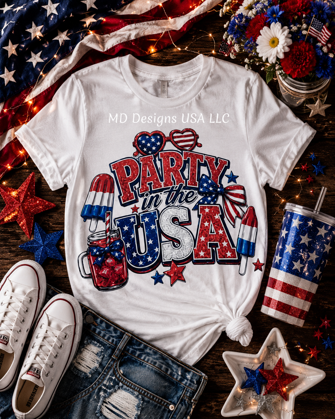 Party in the USA White Short Sleeve T-Shirt