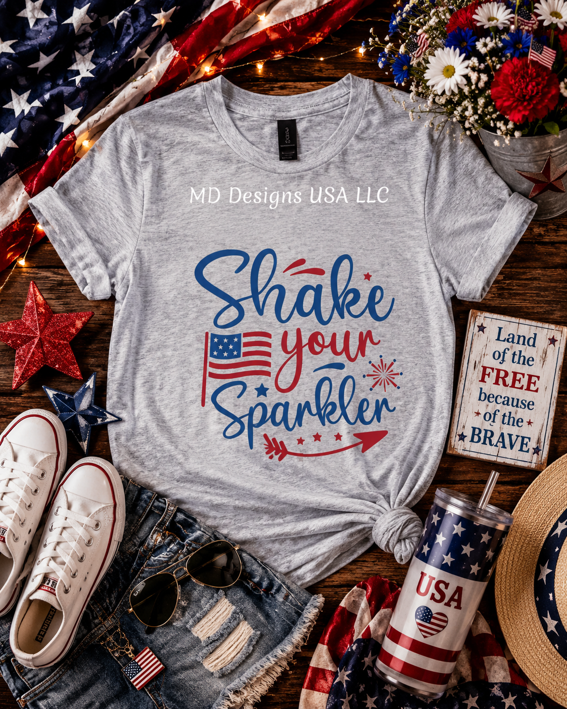 Shake Your Sparkler Gray Short Sleeve T-Shirt