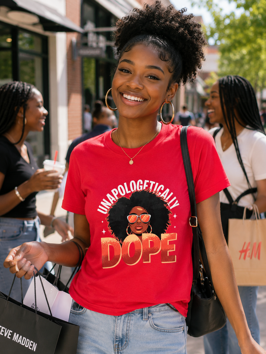 Red Crewneck Unapologetically Dope T-Shirt