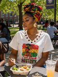 White V Neck with Red Bling I'm Black History T-Shirt